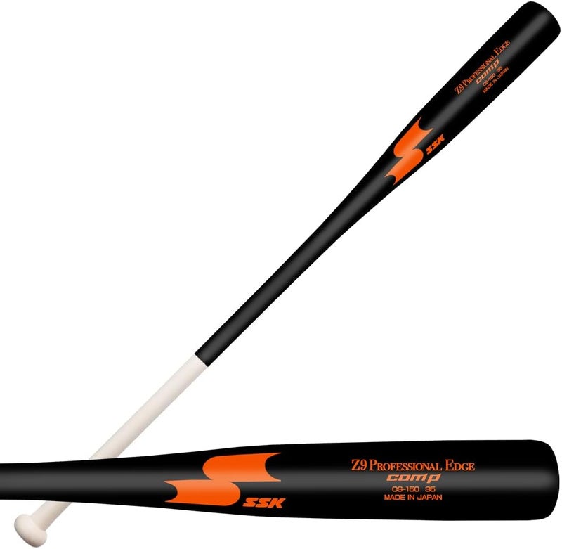 SSK Z9 Professional Edge Comp Coaches Wood Fungo Bat 33" 35" 37" - Baseball & Softball – 22+ Colors - 60 Day Warranty (35", Natural/Black/Orange) - Image 1